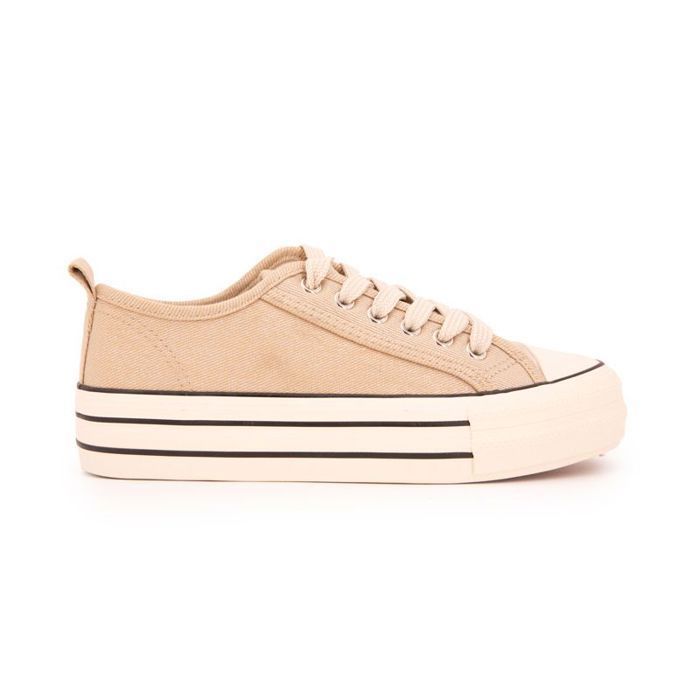 Tom Tailor Baskets toile beige semelle à rayures Femme TOM TAILOR