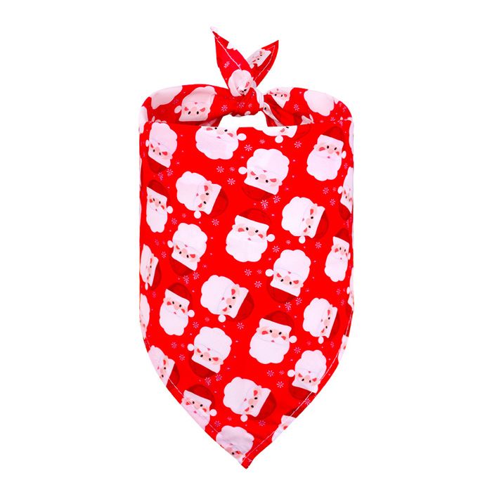 Écharpe triangle de Noël pour chien - Phoesky - Polyester - 65x42x42 cm - Imprimé Père Noël - Rouge