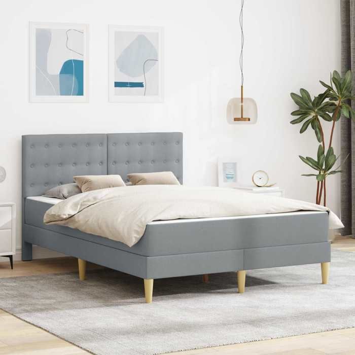 vidaXL Cadre de lit avec matelas Gris clair 160 x 200 cm tissu 3415118