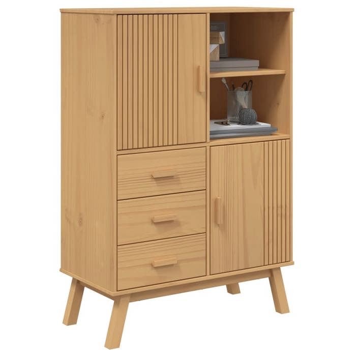 Décoratif - Placard de rangement - Buffet haut - Buffet salle à manger - OLDEN marron 85x43x125cm - bois massif de pin con3265197
