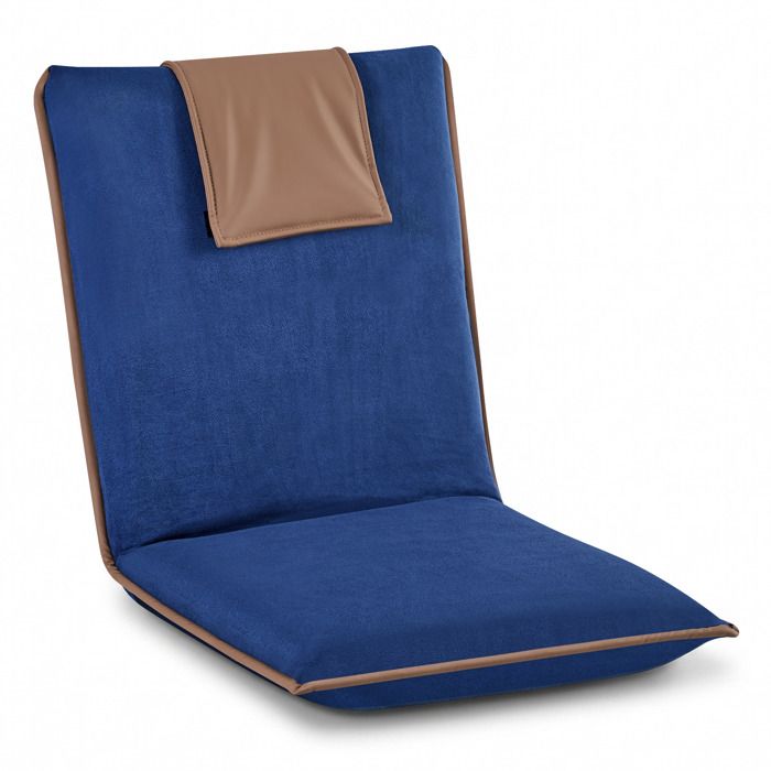 Fauteuil de Sol Pliable-VEVOR-Dossier Réglable à 6 Positions-Chaise de Sol en Suédine-pour Lecture-Détente-Méditation-Bleu Foncé