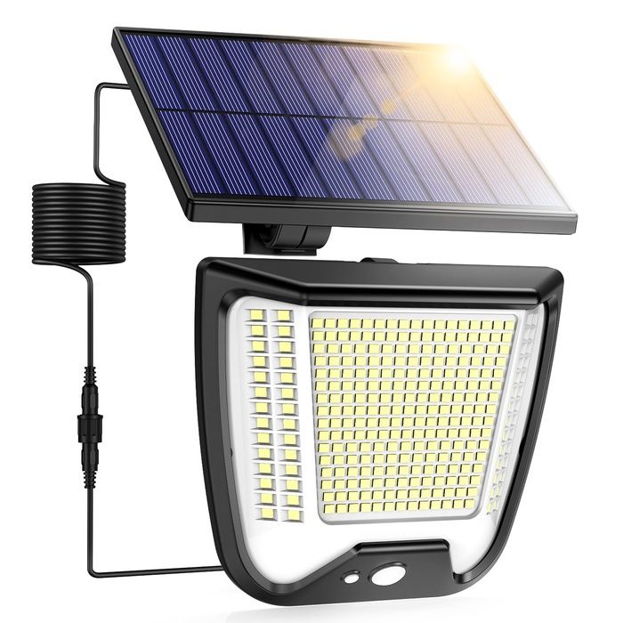 Solaire Exterieur Mouvement Detecteur Lampe: 288 LED Eclairage Puissant Lumiere Extérieur Solaire de 3 Mouveme LAMPADAIRE DE JARDIN