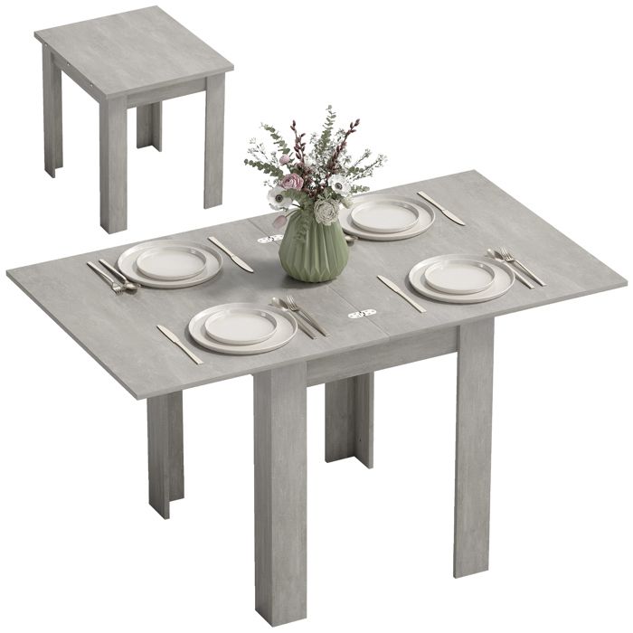 Table à manger extensible - HOMCOM - 4 à 6 personnes - patins en feutre - panneau de particules - 70-140x80x775cm - gris