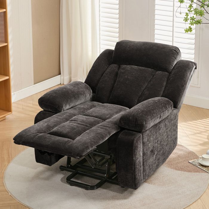 Fauteuil massant électrique releveur avec USB - TCQPZ - chauffage dossier inclinable tissu marron 95 × 94 × 107 cm
