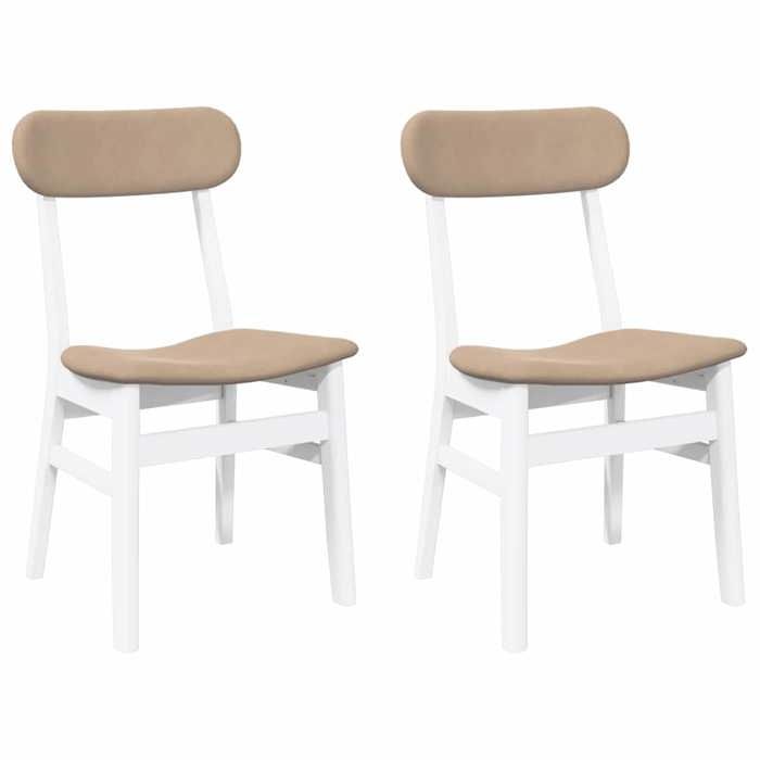 Chaises à manger coussins - (Lot de 2) - Fauteuils cuisine - blanc bois massif caoutchouc 47x47x81.5 cm V1816