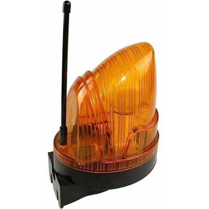 Lampe clignotante LED 220V pour portail automatique – Antenne intégrée – Lumière 360° – Modes clignotant et fixe – Protection IP65