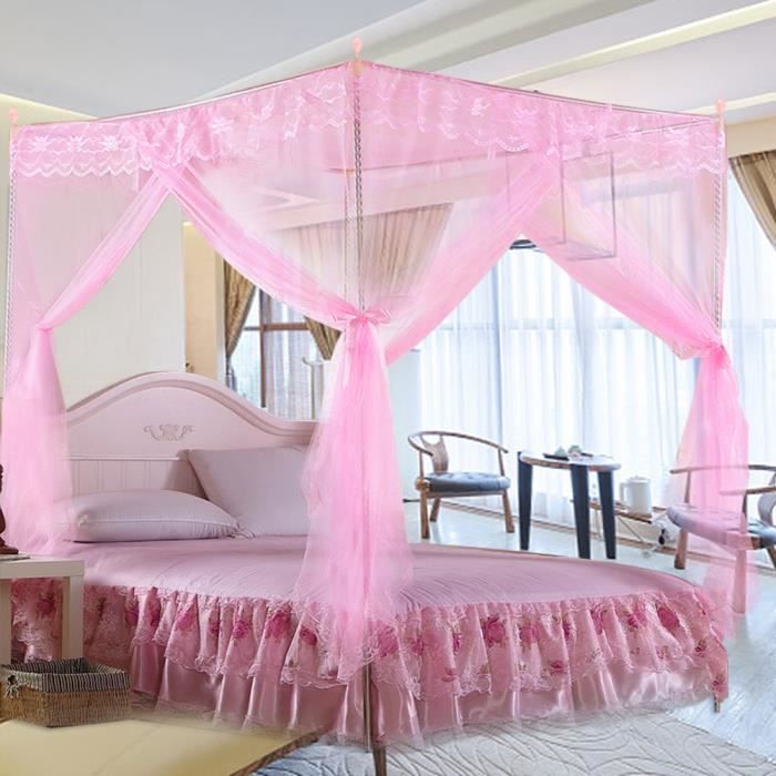 Princesse de luxe 3 ouvertures sur le côté Rideau de lit à baldaquin Filet Moustiquaire Literie (S)