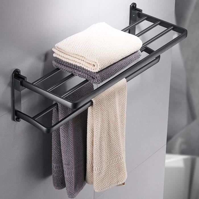 Porte-Serviettes Sur Pied LIUBEI Avec Étagère - Rangement Salle De Bain Mobile Avec Roulettes, Gris