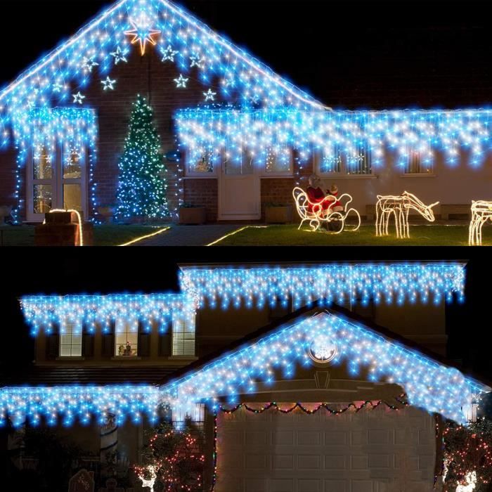 GUSODOR Rideau Lumineux Noel, 10M 400 LEDs Guirlande Lumineuse, 8 Modes  IP44 étanche, Décoration Exterieur, Fenêtre, Balcon, Mariage, Fête(Blanc  Chaud) : : Luminaires et Éclairage