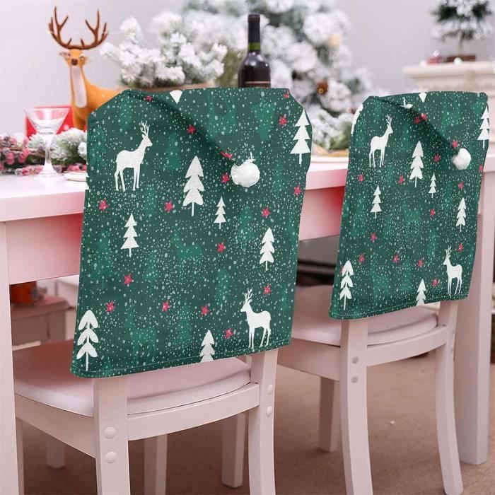 Housses De Chaise Noël - Lot De 2/4/6/8, Motif Bonhomme De Neige Rouge | Taille 57x46 Cm, Coton, Décoration Fête