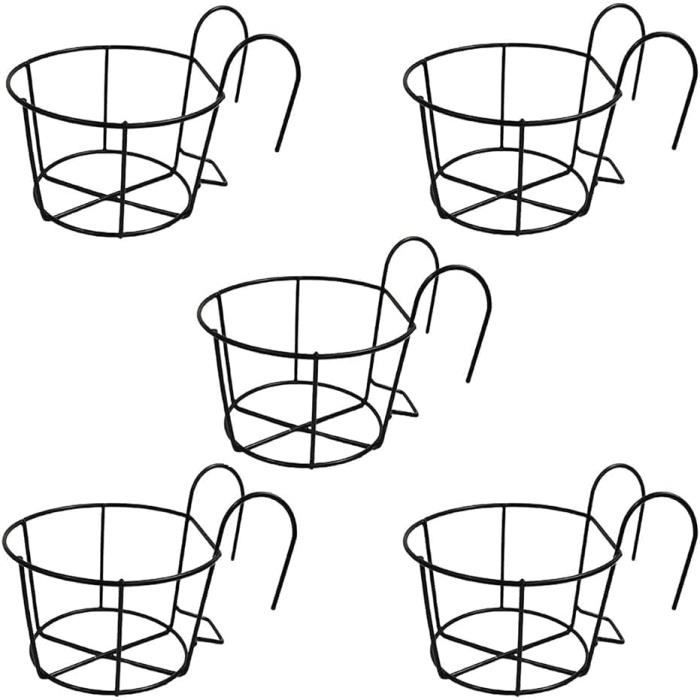 Lot 3 Supports Pots De Fleurs Suspendus - Métal Blanc Pour Balcon, Jardinière