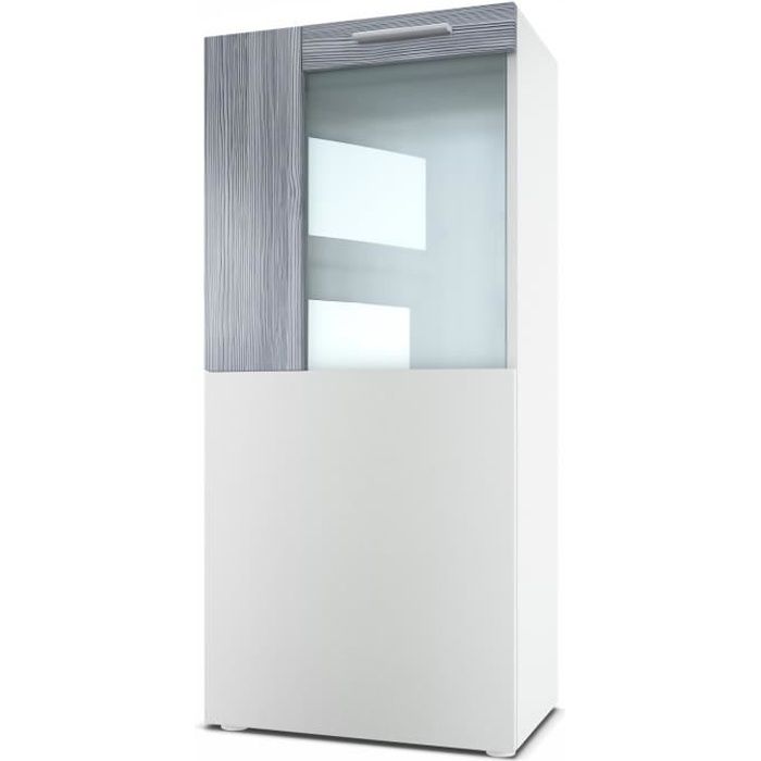 Vladon Vitrine Armoire Movie Corps en Blanc mat - Façades en Blanc mat avec une bordure en Avola-Anthracite Vladon Vitrine Armoire Movie Corps en Blanc mat - Façades en Blanc mat avec une bordure en Avola-Anthracite