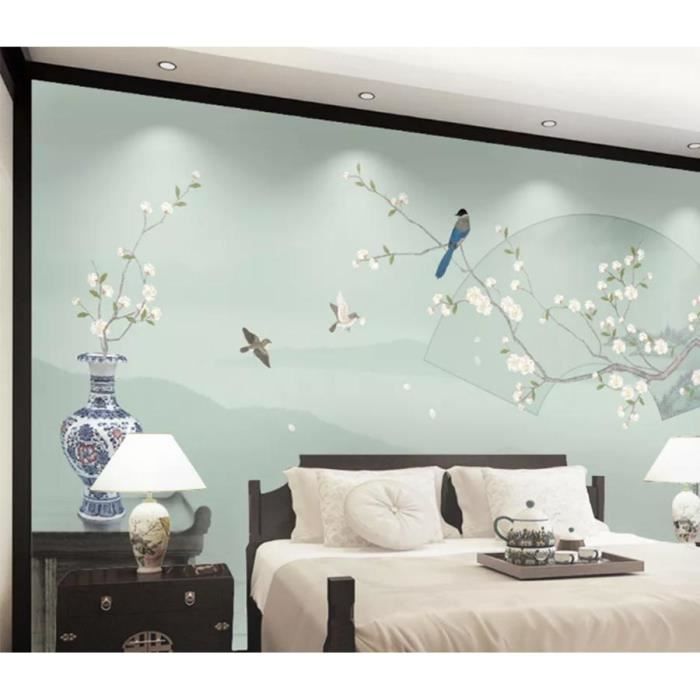 XLMING Papier Peint Mural Motif Marbre Chinois Encre Paysage Fond De Télé Peinture Décorative Papier Peint 3D Salon TV Salle De Séjour Chambre à Coucher Mural Enfant-430cm×300cm