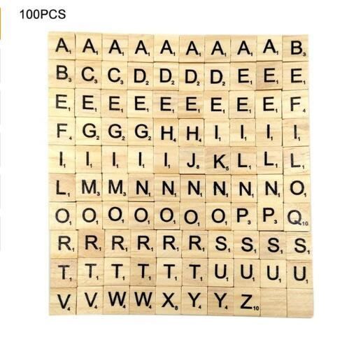 100 Pcs en Bois Alphabet Scrabble Tuiles Lettres Numéros Jouet Éducatif