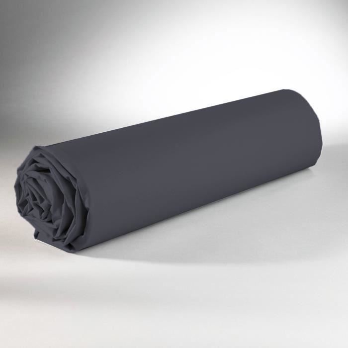 Drap housse - Coton - 90 x 190 cm - Gris - Lavable en machine - 12 coloris disponibles Drap housse - Coton - 90 x 190 cm - Gris - Lavable en machine - 12 coloris disponibles