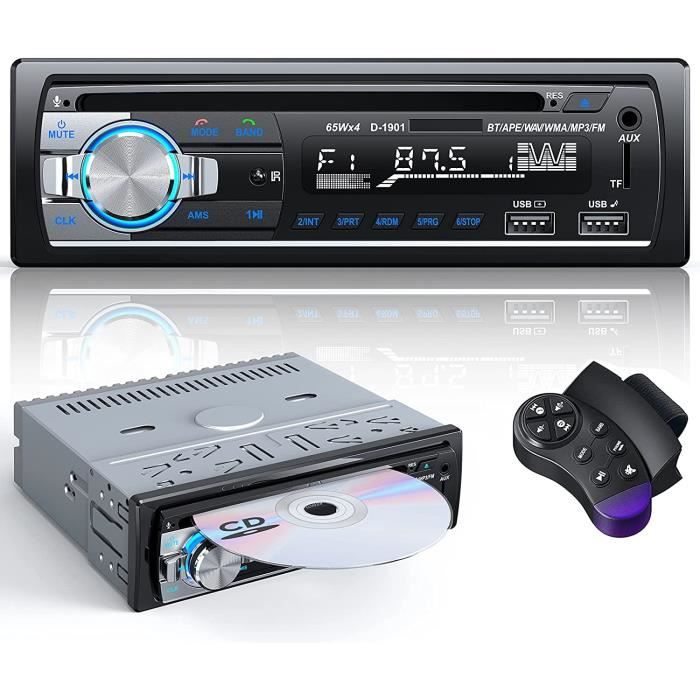Autoradio Bluetooth 1 DIN RDS Wistrue - Écran LCD, 7 Couleurs, 4x65W Pour Véhicules 9-24V Avec FM/AM/USB/AUX
