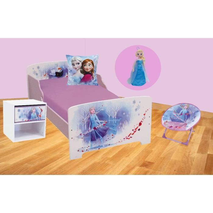 FUN HOUSE Reine Des Neiges - Chevet Pour Enfant Avec Tiroir, Meuble Fantaisie Pour Chambre Princesse