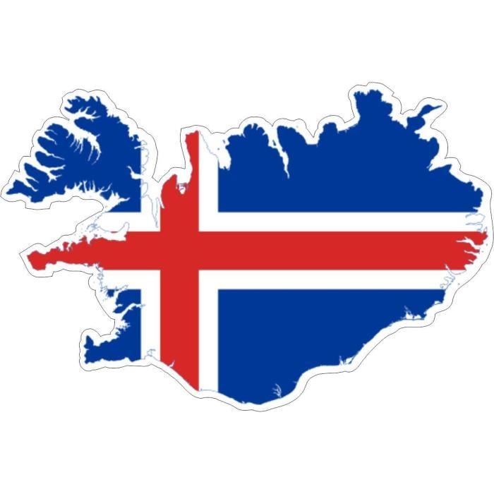 Autocollant sticker voiture drapeau carte islande