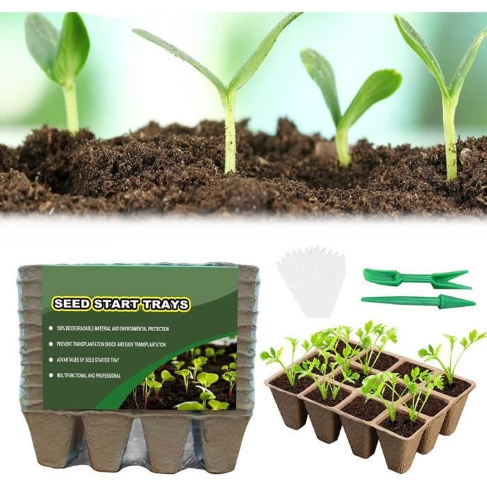 Verdenu Lot De 10 Plateaux De Démarrage De Semences à 120 Cellules Avec Dome Dhumidite Reglable Plateaux De Demarrage Reutilisables En Hauteur Avec Outils Kit De Germination Pour Demarrage Des