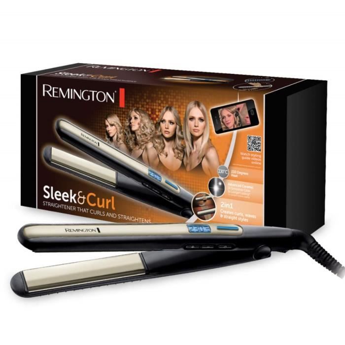 Remington Fer à Lisser, Fer à Boucler, Lisseur, Boucleur, Plaques XL Céramique Avancée, Lissage Professionnel et Boucles Naturell
