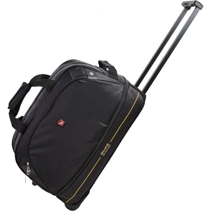 Sac de Voyage a roulettes PESE BAGAGE Trolley 48h Noir Grande Capacite