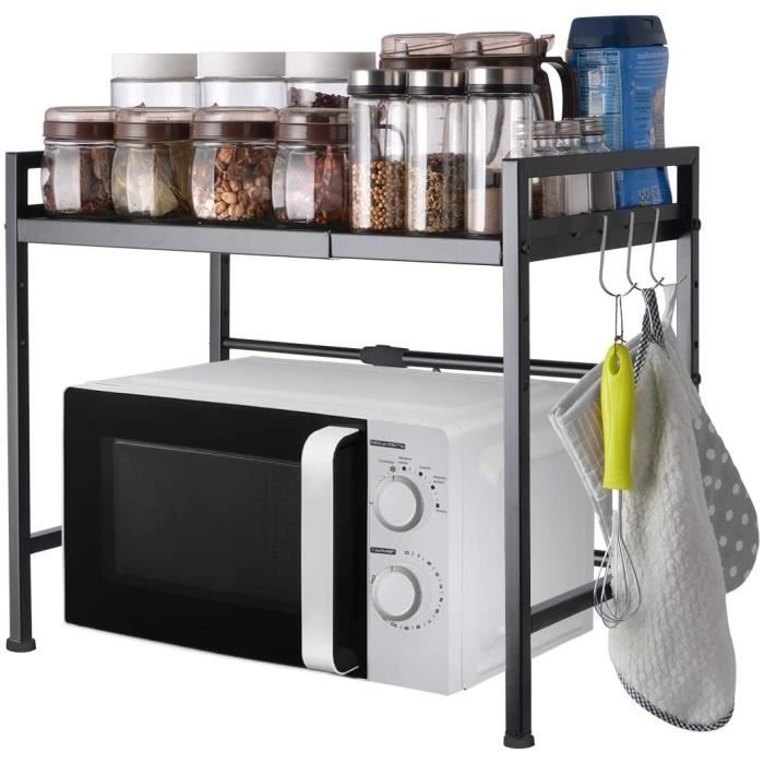 Etagere Rangement Meuble Rangement De Cuisine Support Four Micro-ondes Avec 2 Niveaux D'étagère Extensible En Haut19 - Electroménager