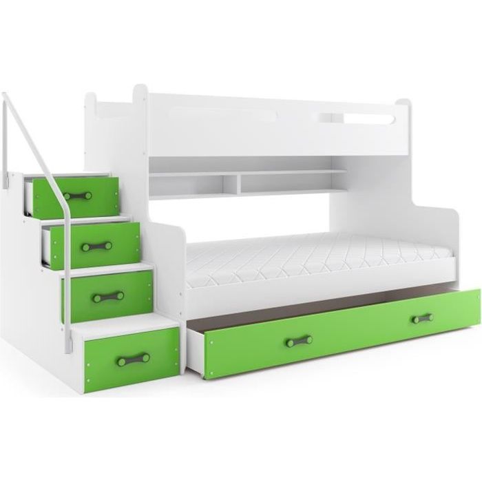 Lit 3 Places Max 3 200x80 Et 200x120 Avec Matelas Sommier Tiroir