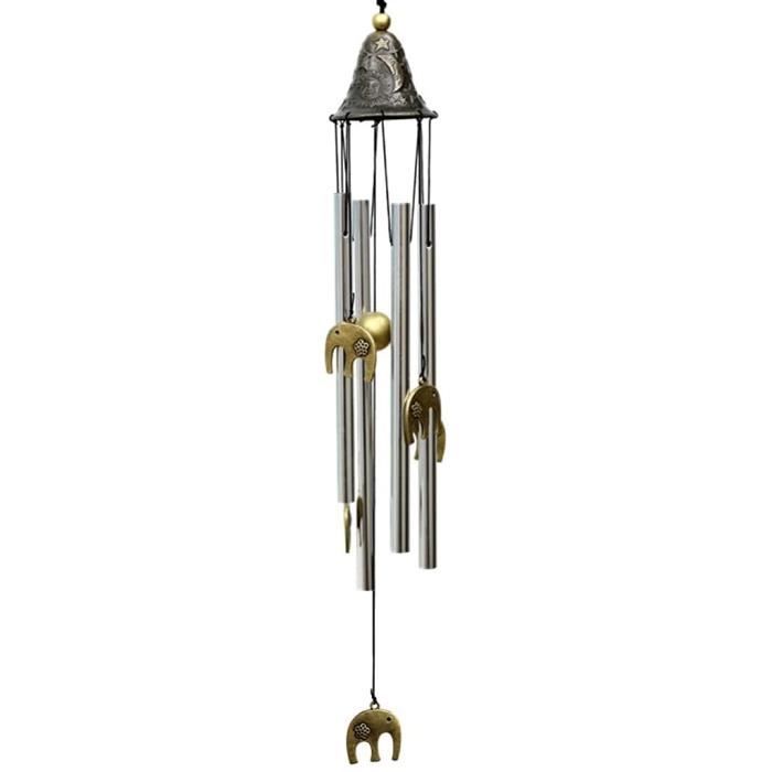 Carillon éolien Cheval En Métal Bronze Rouge - 90 Cm Avec 4 Tubes Et 7 Chevaux - Décoration Extérieure Jardin Terrasse - 5