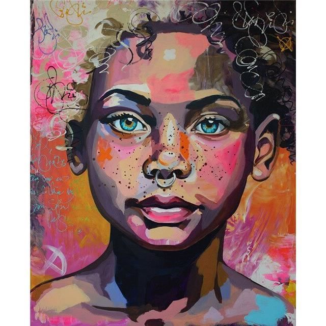 Femme Portrait affiche modulaire toile peinture nordique abstraite fille  africaine décor à la maison photos imprimé mur ~23692 - Achat / Vente  tableau - toile - Cdiscount