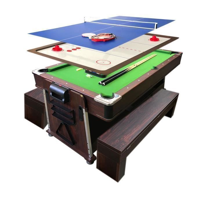 BILLARD 7FT VERT + HOCKEY DE TABLE + TABLE DE TENNIS + PLAN 