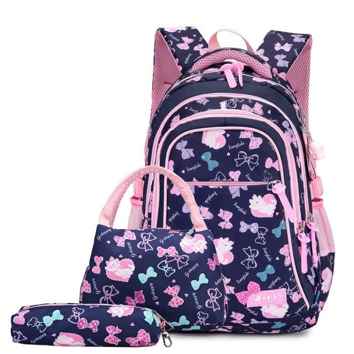 Bleu fonc 3pcs Children School Bags Teenagers Girls Printing