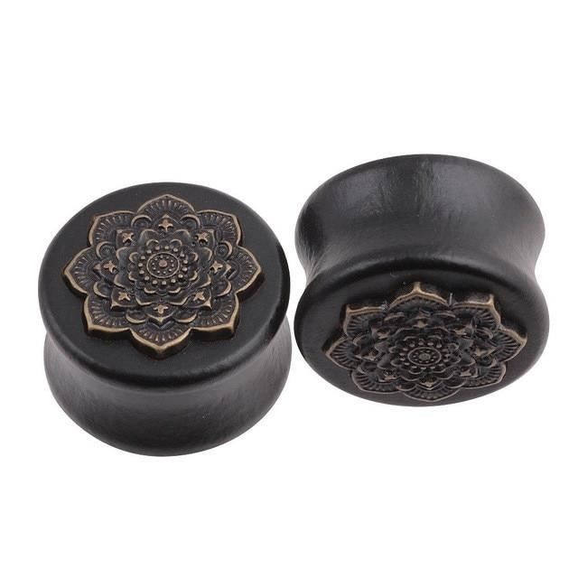 Lot 4 Paires Tunnels/bouchons D'oreilles Bois Santal Et ébène - 19mm (3/4"), Unisexe, Emballage Cadeau - 2