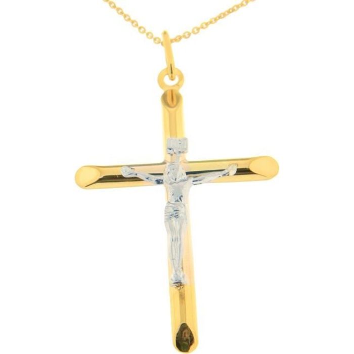 Pendentif Croix En Or 9 Carats (375/1000) Pour Femme - 40x21mm - NEUF étiqueté