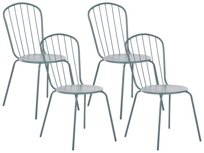 Lot de 4 chaises de jardin bleu clair CALVI Lot de 4 chaises de jardin bleu clair CALVI