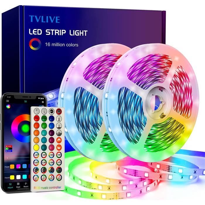 Ruban LED 20M LED Chambre RGB Bande LED Multicolore App Contrôle Led ...