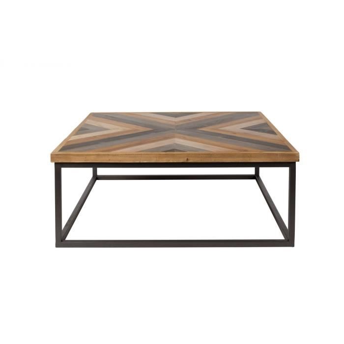 Table Basse Carree Bois Et Metal Style Industriel Joy Boite A