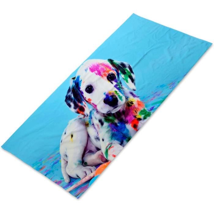 Grande serviette de bain ou plage motif floral vintage 70's - Linge de maison