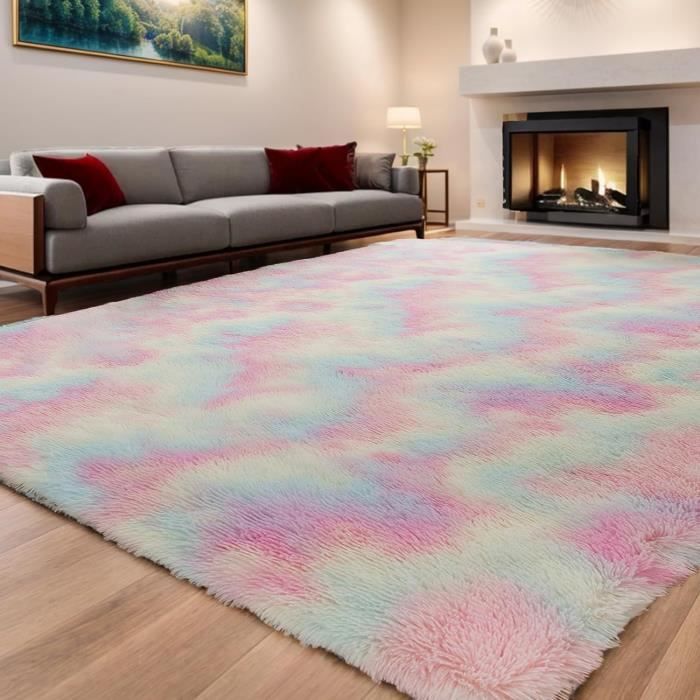 Tapis à Poils Longs 180x270 Cm - Doux, Lavable, Antidérapant - Vert Lime