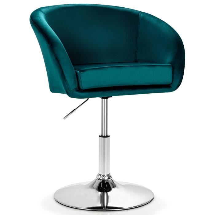 chaise de bureau pivotante en velours costway - hauteur réglable 72-86 cm - base galvanisée - vert