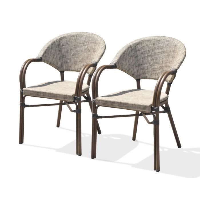 fauteuil de jardin - dcb garden - ushuaia - aluminium - empilable - marron/beige