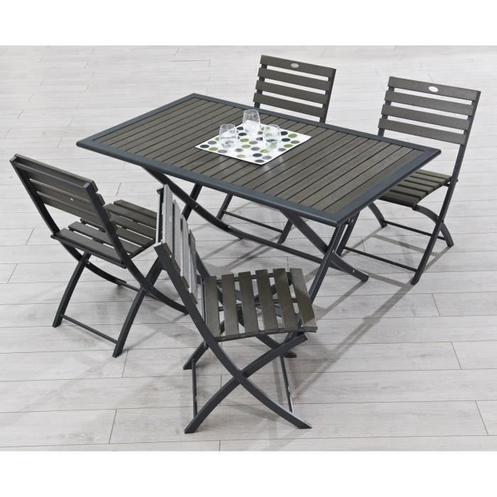 Table pliante de jardin aluminium composite 140x80cm - Cdiscount Jardin