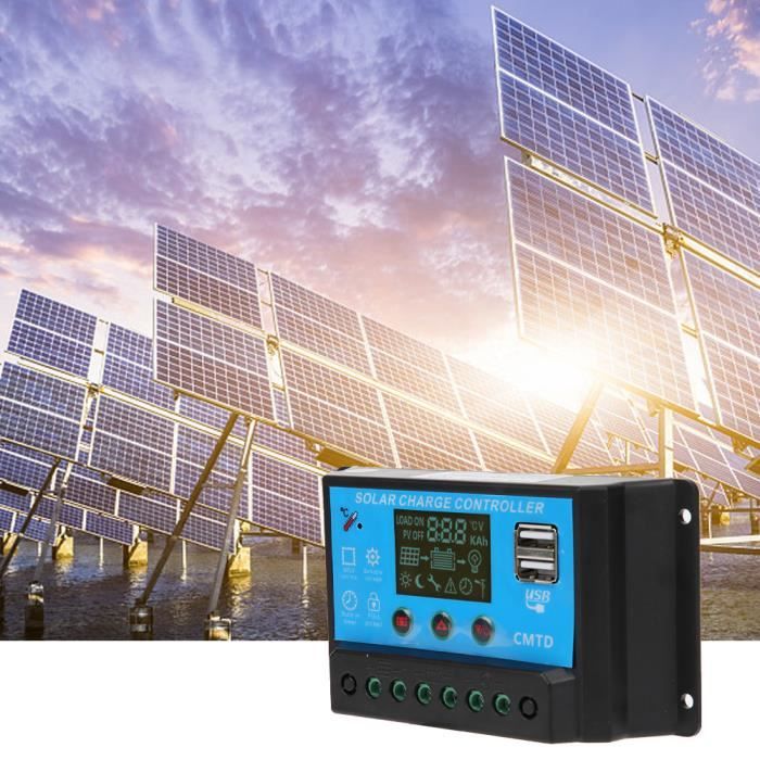 Contrôleur Solaire Intelligent CMG2420 20A - Sortie 12V/5V USB - Pour Batteries Lithium/Plomb - Écran LCD