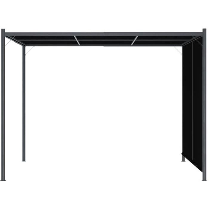 Pergola Aluminium 3x4m Avec Toit Rétractable - Gris - Pour Jardin Et Terrasse - Résistant Aux Intempéries