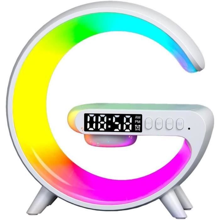 Luqixcey Lampe De Chevet 15W Charge Sans Fil RGB + Haut-parleur Bluetooth - Lumière Ambiance Rythmique