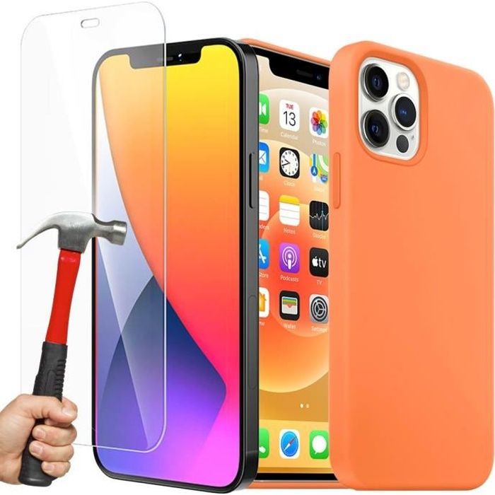 Coque Silicone Souple Effet Peau De Pêche Pour IPhone 12 Pro Max - Rouge - Neuf