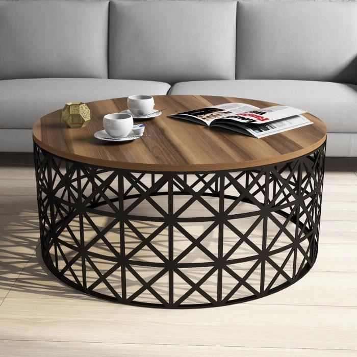 la table basse woody fashion présente une élégante couleur noir noyer, un panneau de particules 100 % mélaminé d'une épaisseur de...