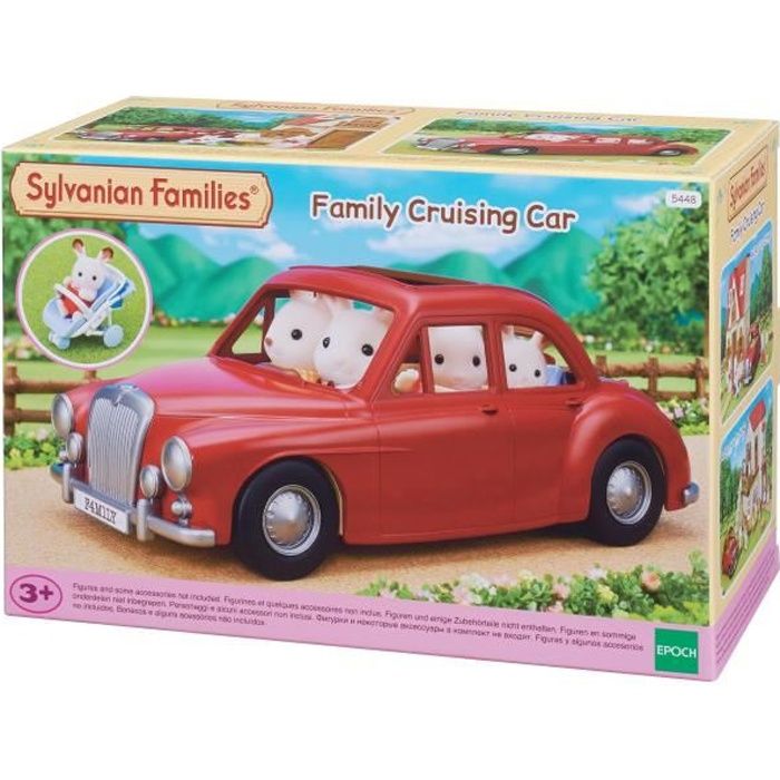 Voiture Rouge Sylvanian Families 5273 – Kit Pique-nique Complet, Siège Auto – Se Range à L'avant – Compatible Caravane Et Galerie