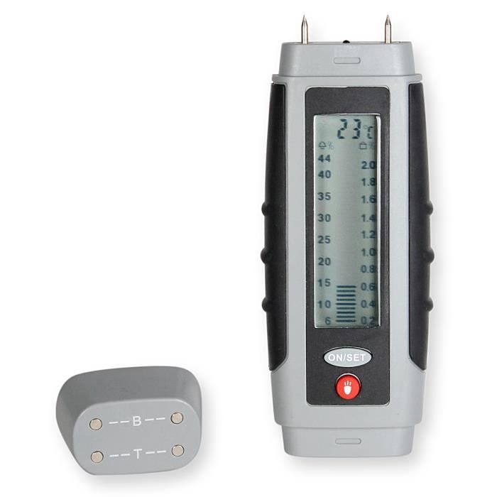 Détecteur d'Humidité Bois et Bâtiment - Affichage Digital - Humidimètre + Température + LED