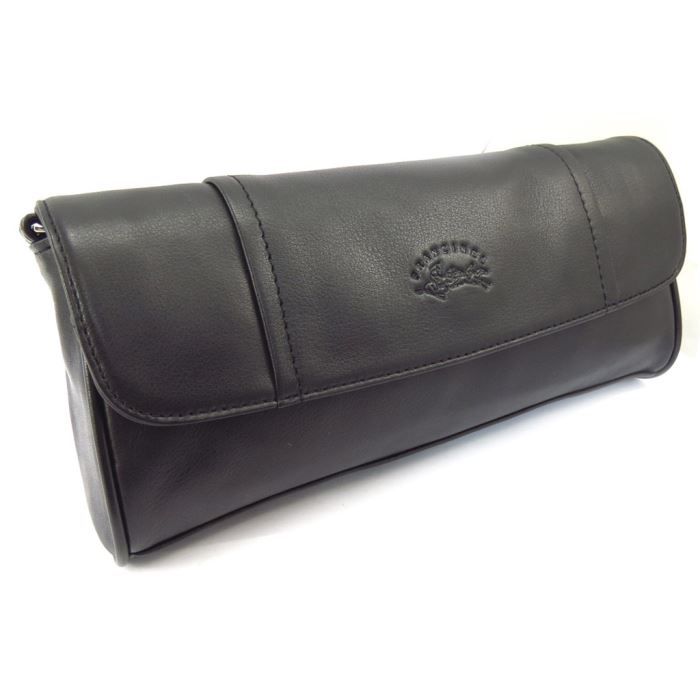 Pochette De Soirée En Cuir Noir Vintage La Bagagerie - Années 70 - Occasion - Petit Modèle