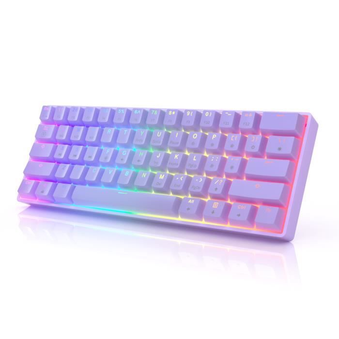 GK61 Clavier Mécanique Gaming Hot Swap 60% ( Lavande  Gateron Optical Brown)